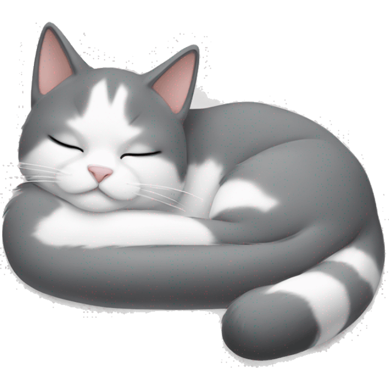 gray and white cat sleeping emoji