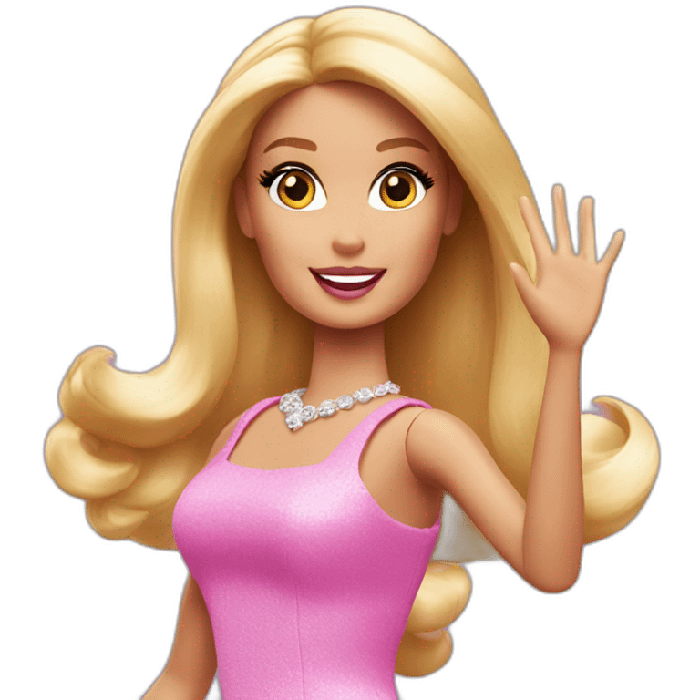 Barbie waving emoji