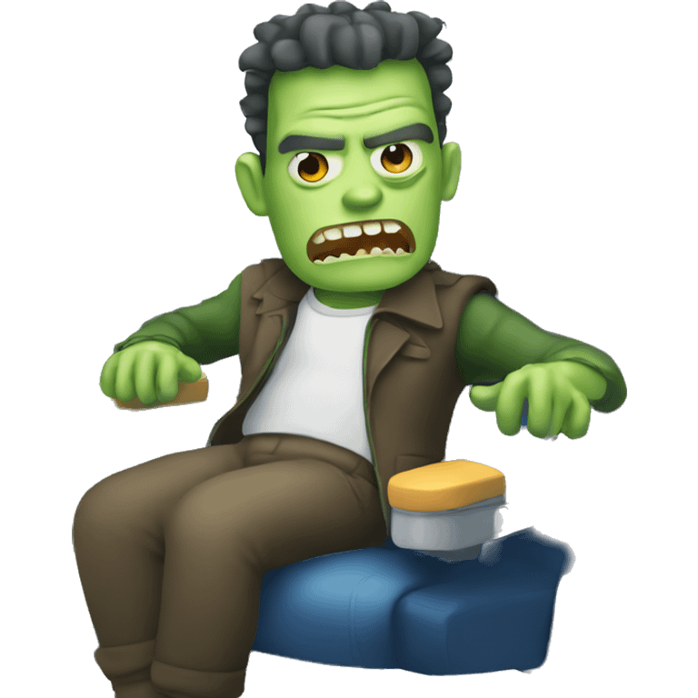 Frankenstein riding on an airplane  emoji