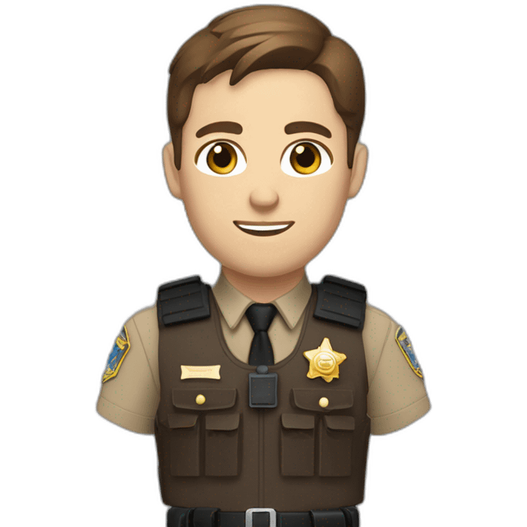 Deputy sheriff with short Brown hair and blue eyes and bulletproof vest emoji