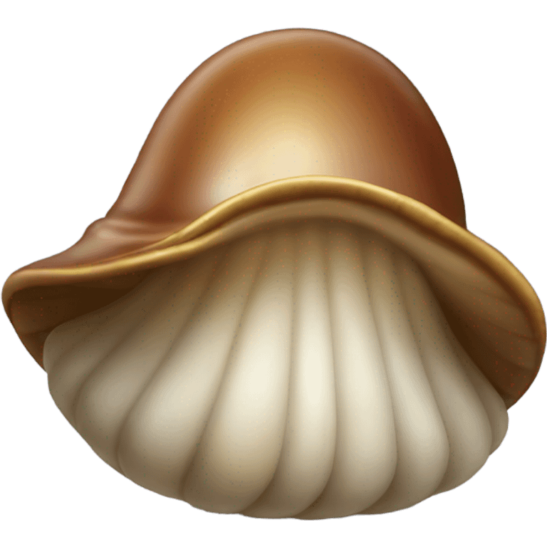 A brown clam wearing a top hat emoji