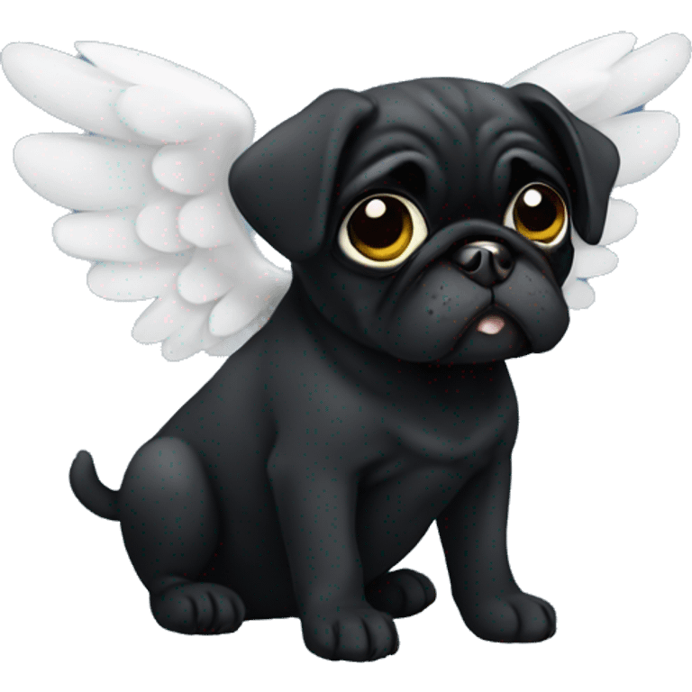 Black colored pug angel  emoji