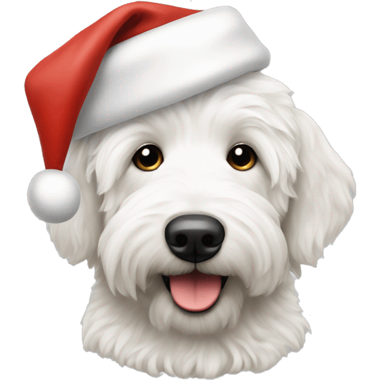 White golden doodle Santa hat emoji