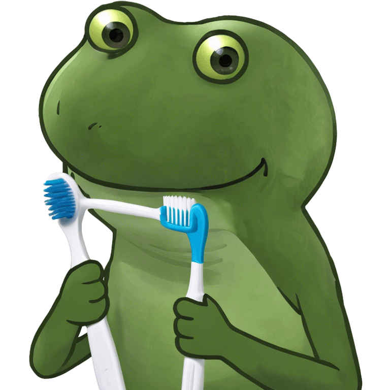 Frog holding a toothbrush emoji