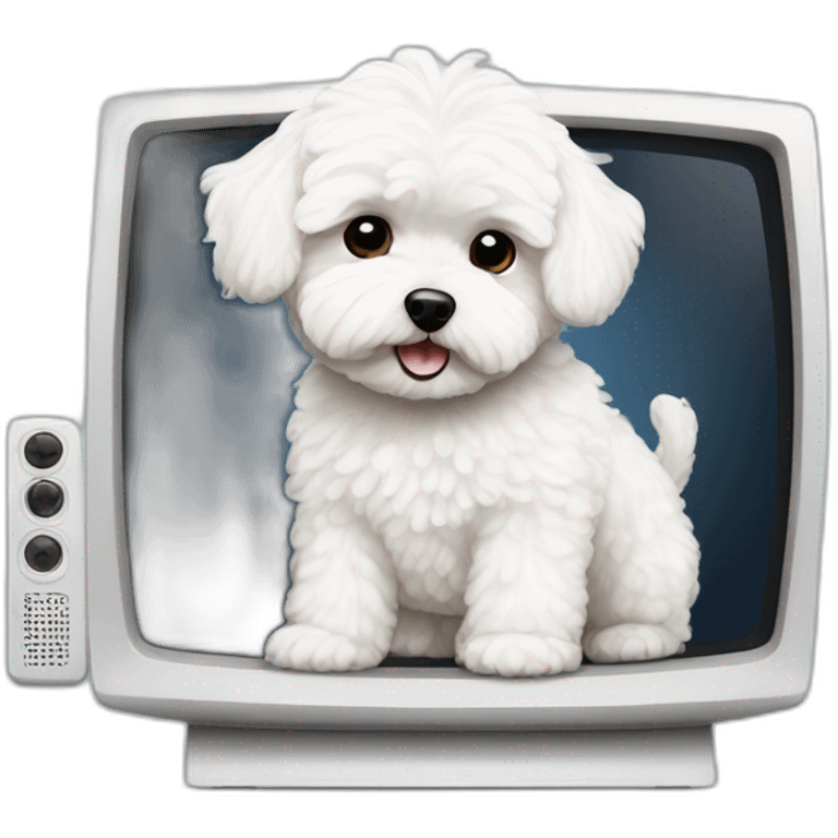 white maltipoo watching tv emoji