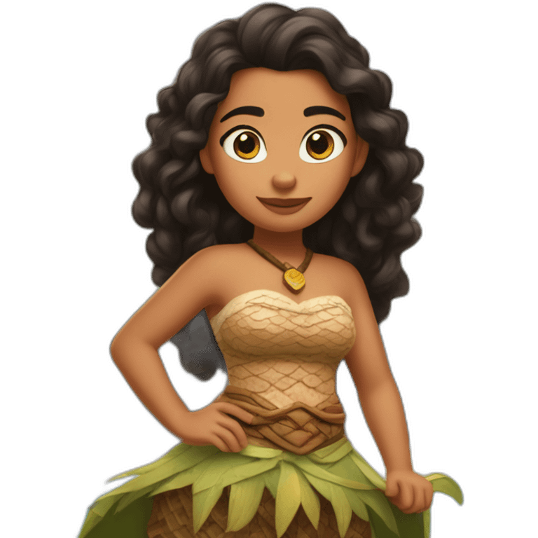 A princesa moana segurando um porco emoji