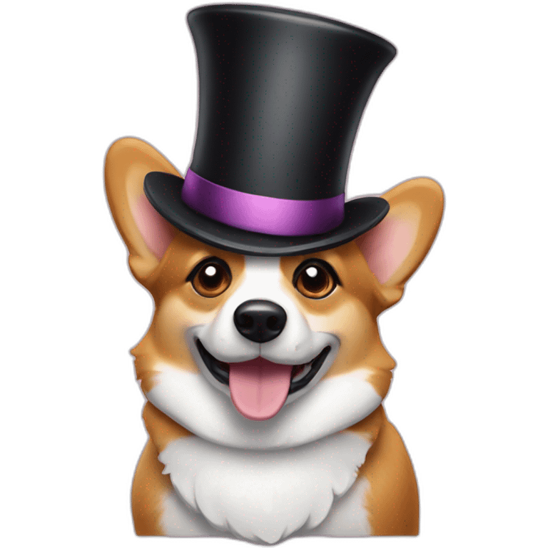 Corgi with top hat emoji