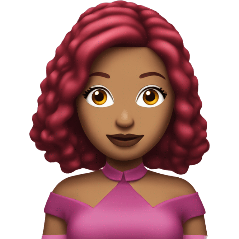 Nicki Minaj with dark red hair standing emoji