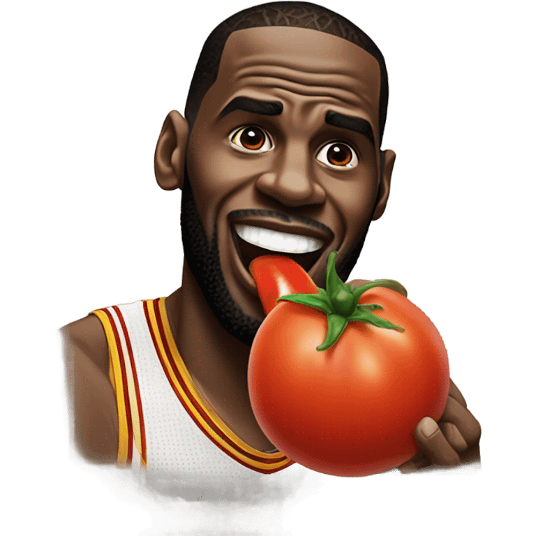 Lebron James licking a tomato emoji