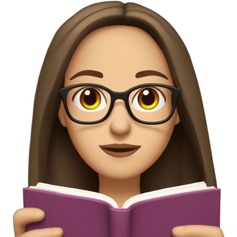 Reading brown hair brown eyes long straight brown hair glasses white skin woman glases emoji