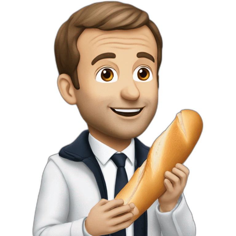 Emmanuel Macron eat a baguette emoji