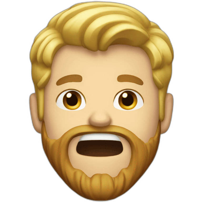 guy with blonde hair and brown beard shouting goal emoji