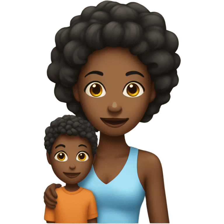 Black women with her little boy  emoji