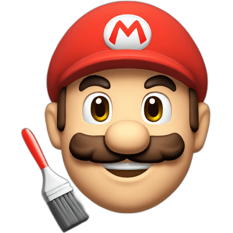 mario avec une brosse emoji