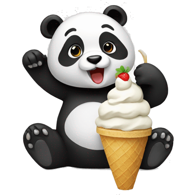 Panda eating ice cream emoji