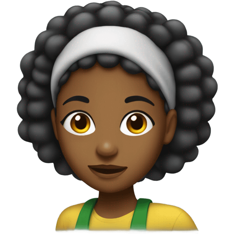 Jamaican girl with the word biggiedoo on her head emoji