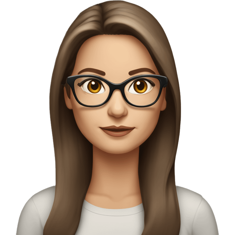 50 years old girl
long brown hair with straight styling
light skin
glasses with refined frame
Brown almond eyes with cat eye liner emoji