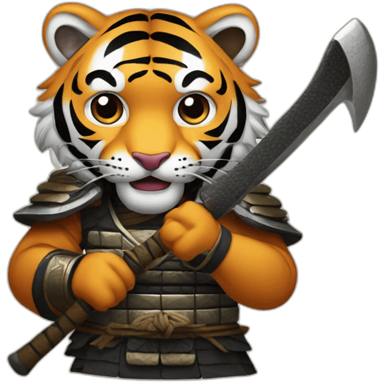 Tiger samurai holding axe emoji