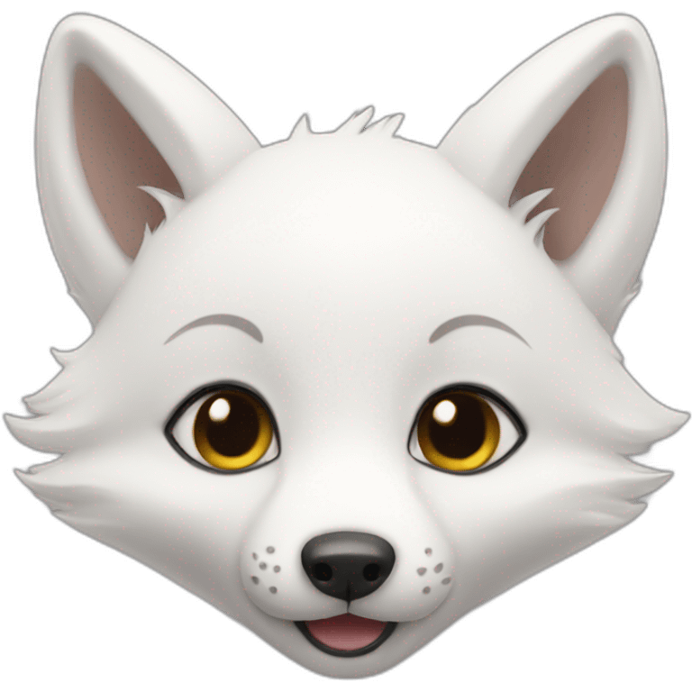 White baby fox happy emoji