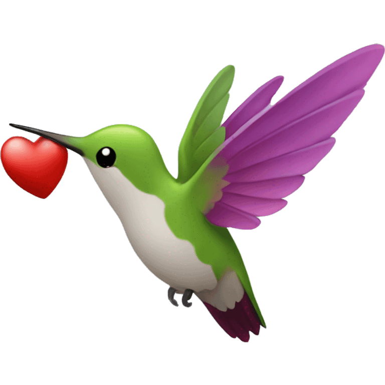 Hummingbird with floating hearts emoji