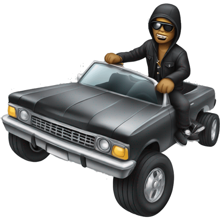 Robber Riding a lowrider emoji