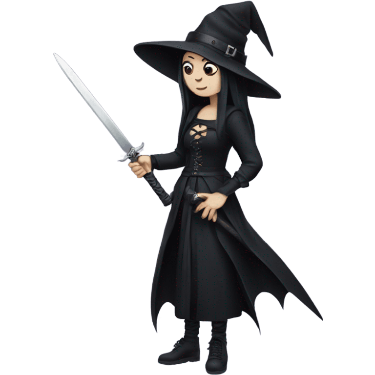 Goth witch holding a sword emoji