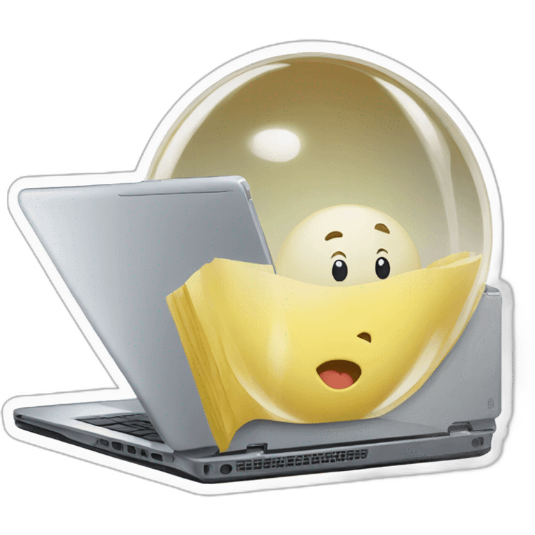 laptop inside a bubble sticker emoji