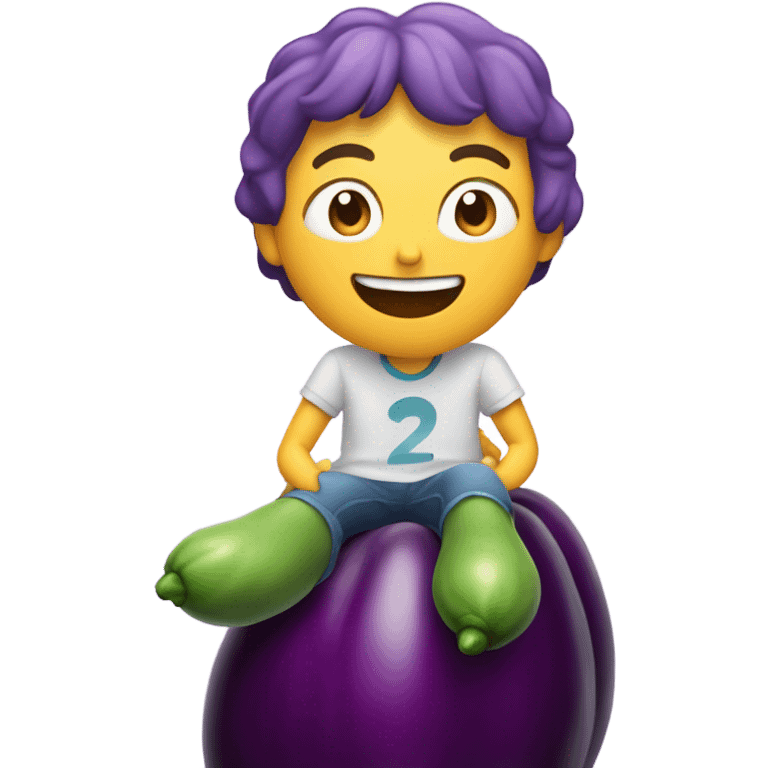 person riding an eggplant emoji