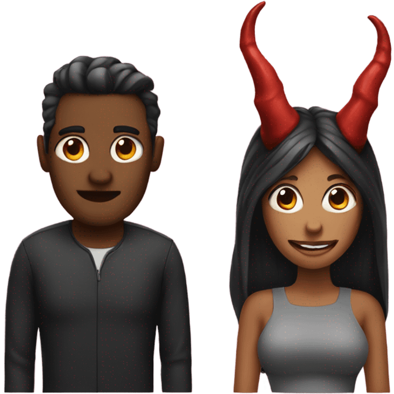 Man & woman with devil horns emoji