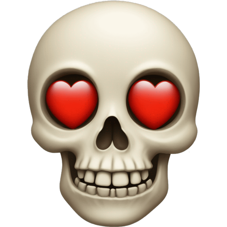 A skull with red heart eyes emoji