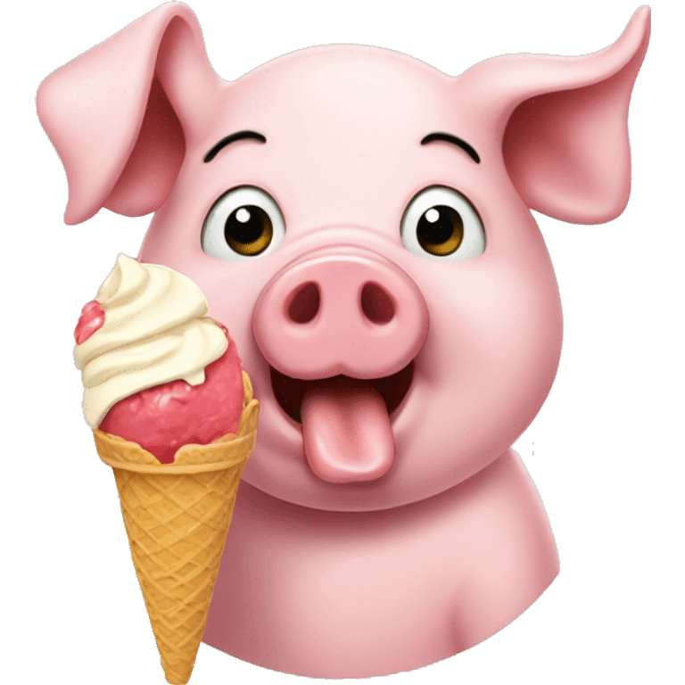 Pig eating ice cream emoji