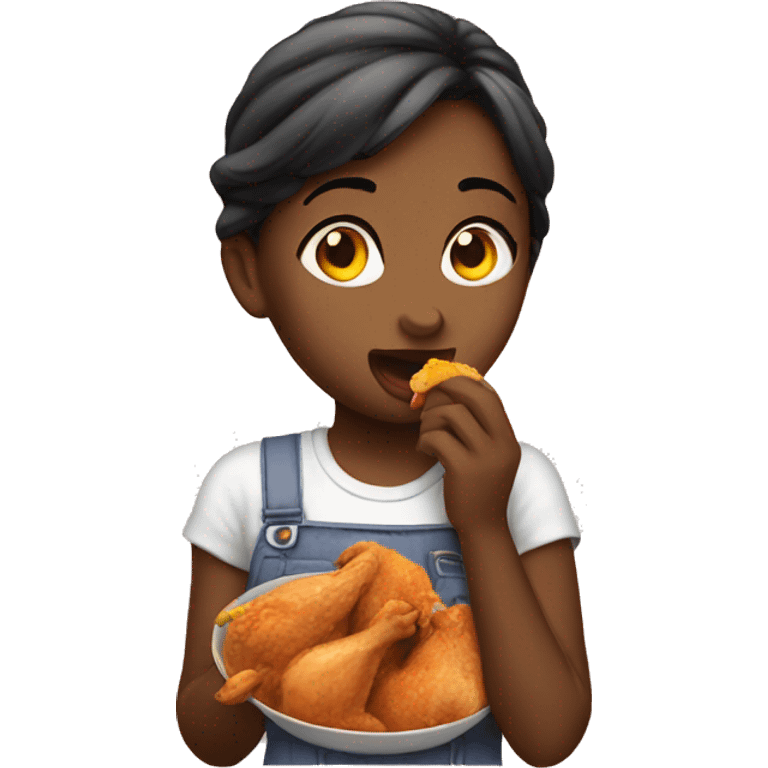 Girl eating chicken emoji