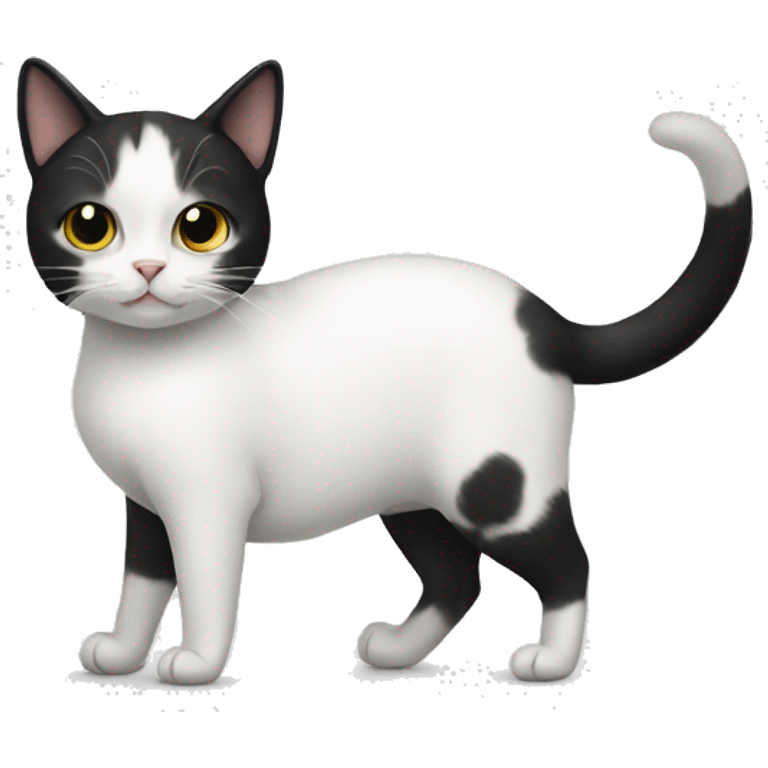 Three legged white cat with black patches emoji