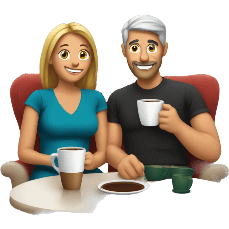 Mom and dad drinking coffee on Christmas morning emoji