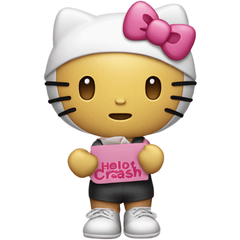 Hello kitty with a sign that says “don’t crash OUT emoji