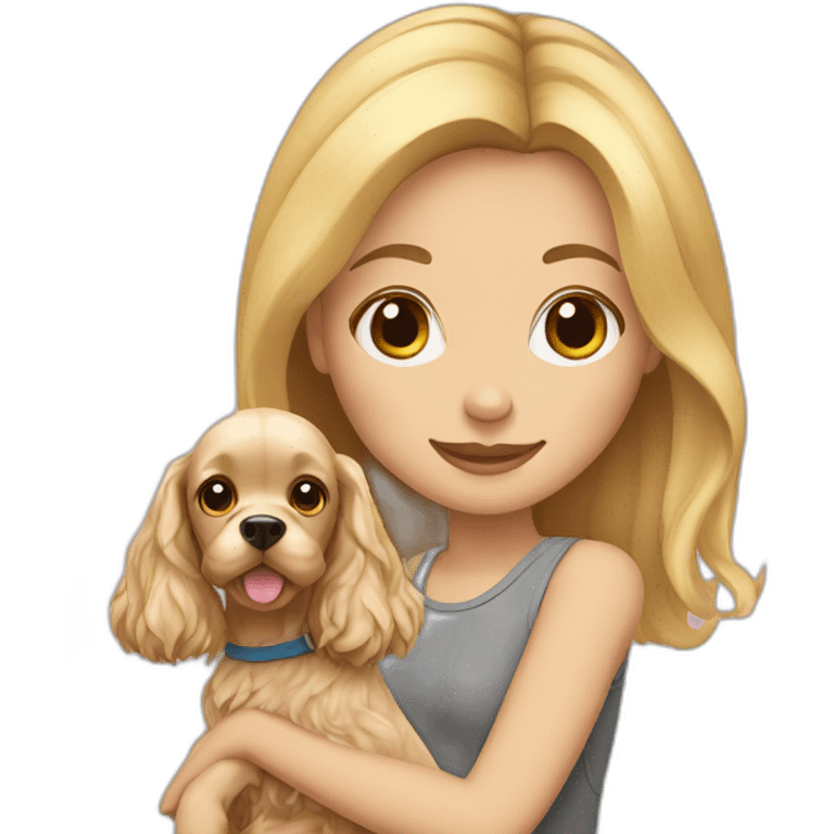 blonde girl with cocker spaniel emoji