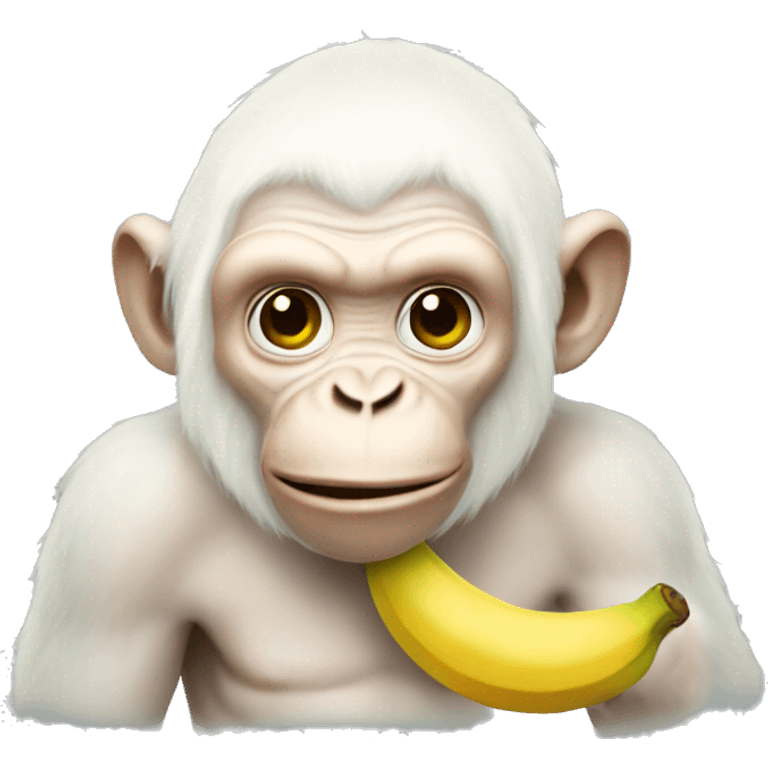 albino ape holding banana emoji