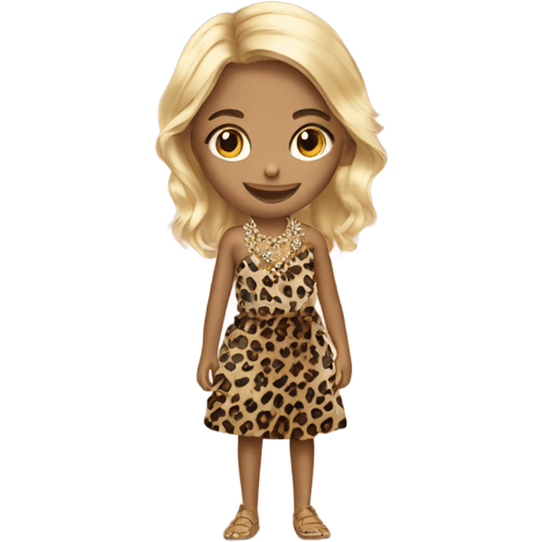 a girl blond wearing jewelry animal print  emoji