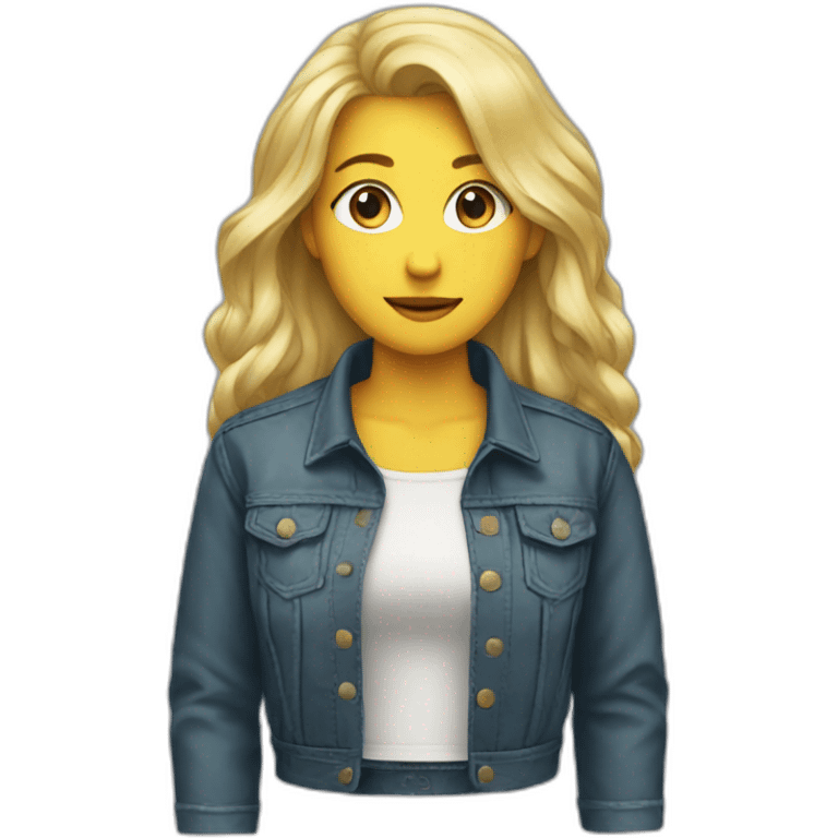 Blonde girl jacket tied around waist emoji