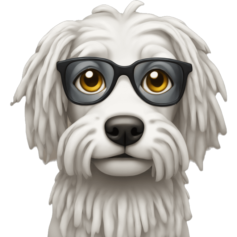 Dog with dreads wearing glasses emoji