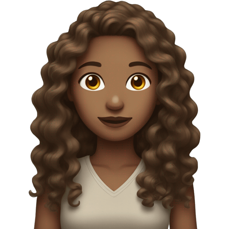 Women with Long Brown curls and light Brown eyes and freckles emoji