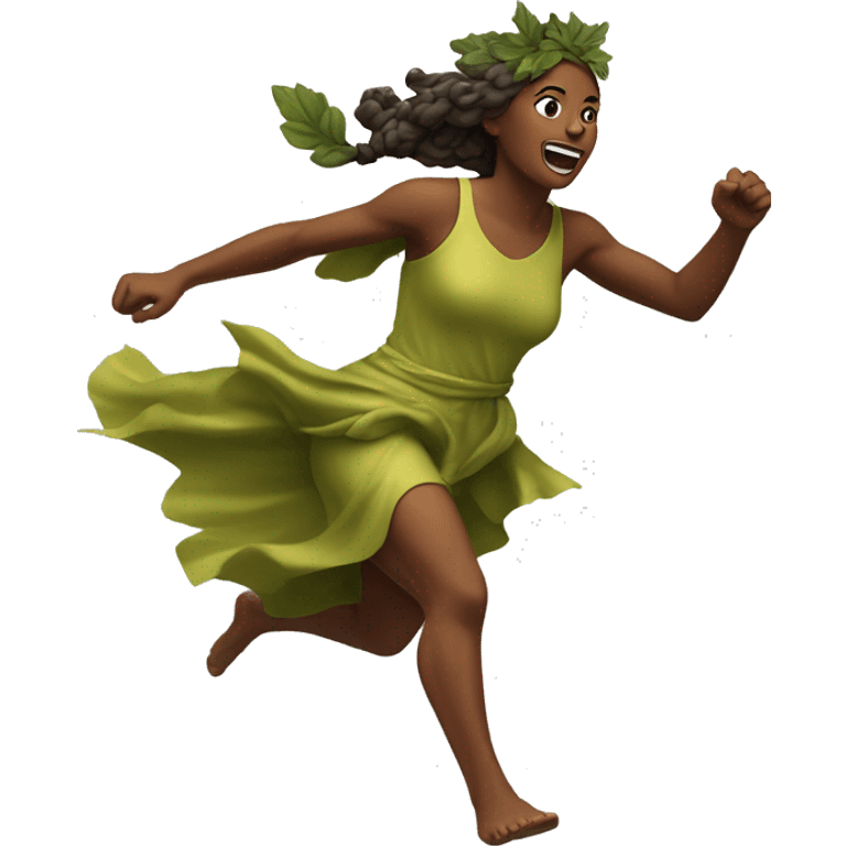 leafy fall goddess sprinting, with a large stride and arms outstretched emoji