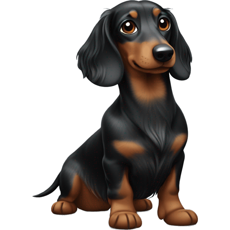 long-haired black and merle dachshund emoji