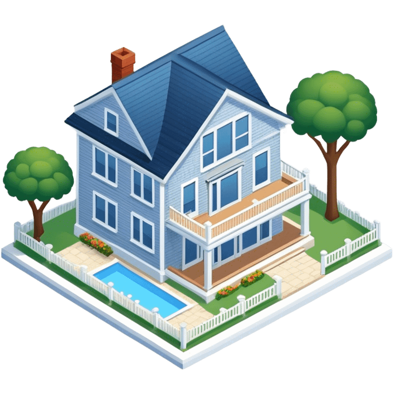 Isometric hamptons-style home emoji