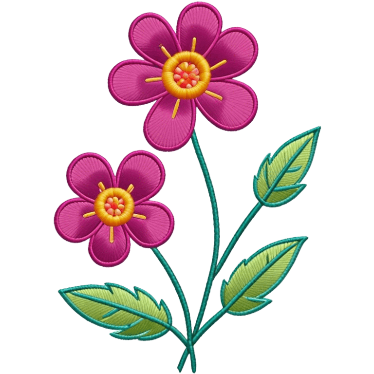 Embroidery icon, needle with thread, embroidered flower pattern, fabric with stitching, vibrant threads, minimalistic style, clean lines, transparent background. emoji