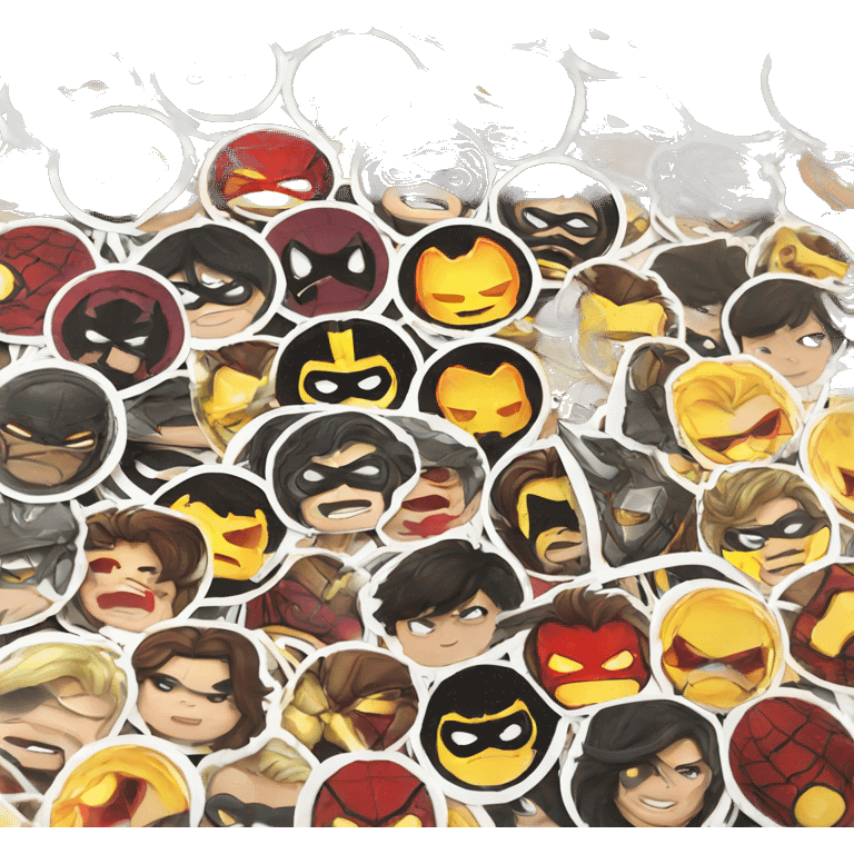 create 50 pcs of different superhero sticker emoji