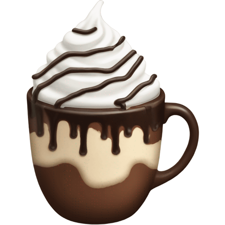 Hot cocoa with whip cream and chocolate drizzle  emoji