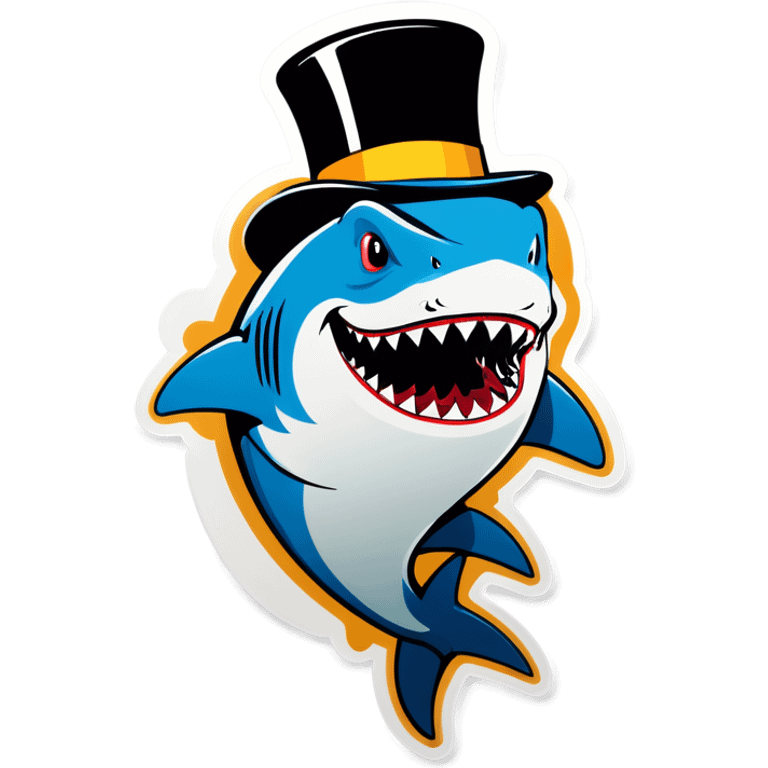 Shark with a top hat emoji