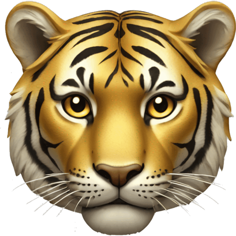 Tigre dourado com coroa de rei na cabeça  emoji