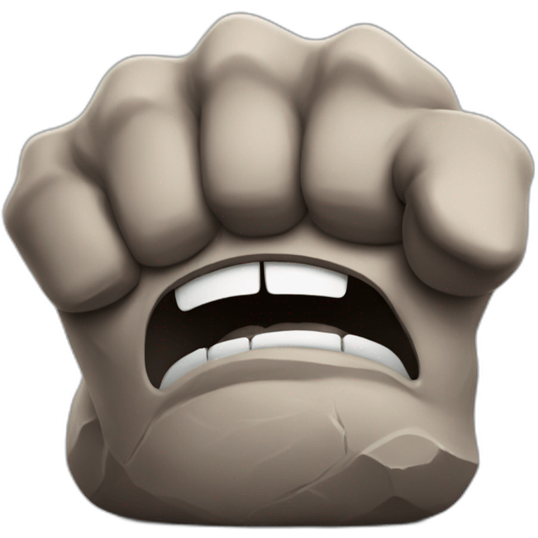 angry rock with muscle arms emoji